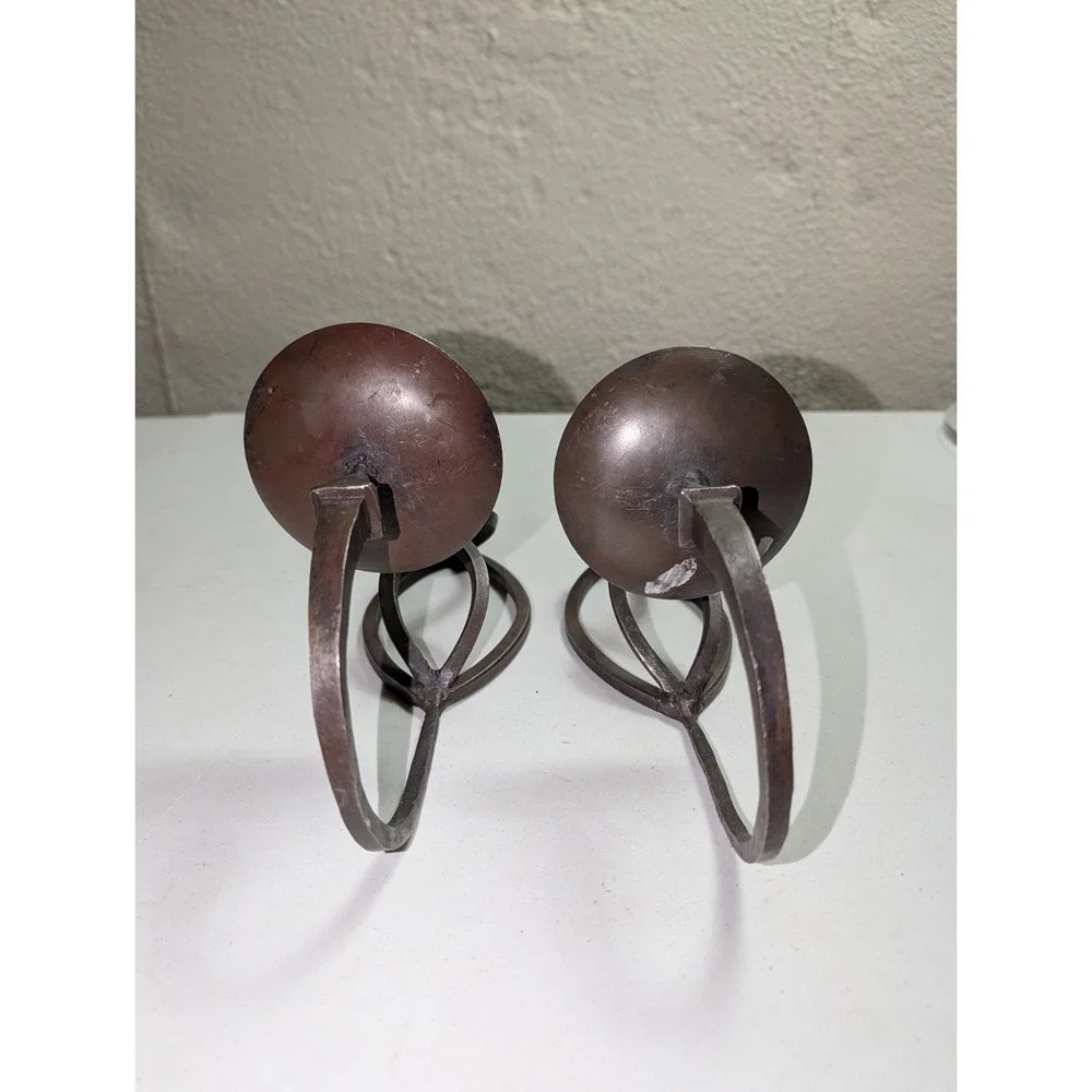 Iron Candle Holder Sconce Set‎ of 2 Metal Brutalist Rustic Home Decor